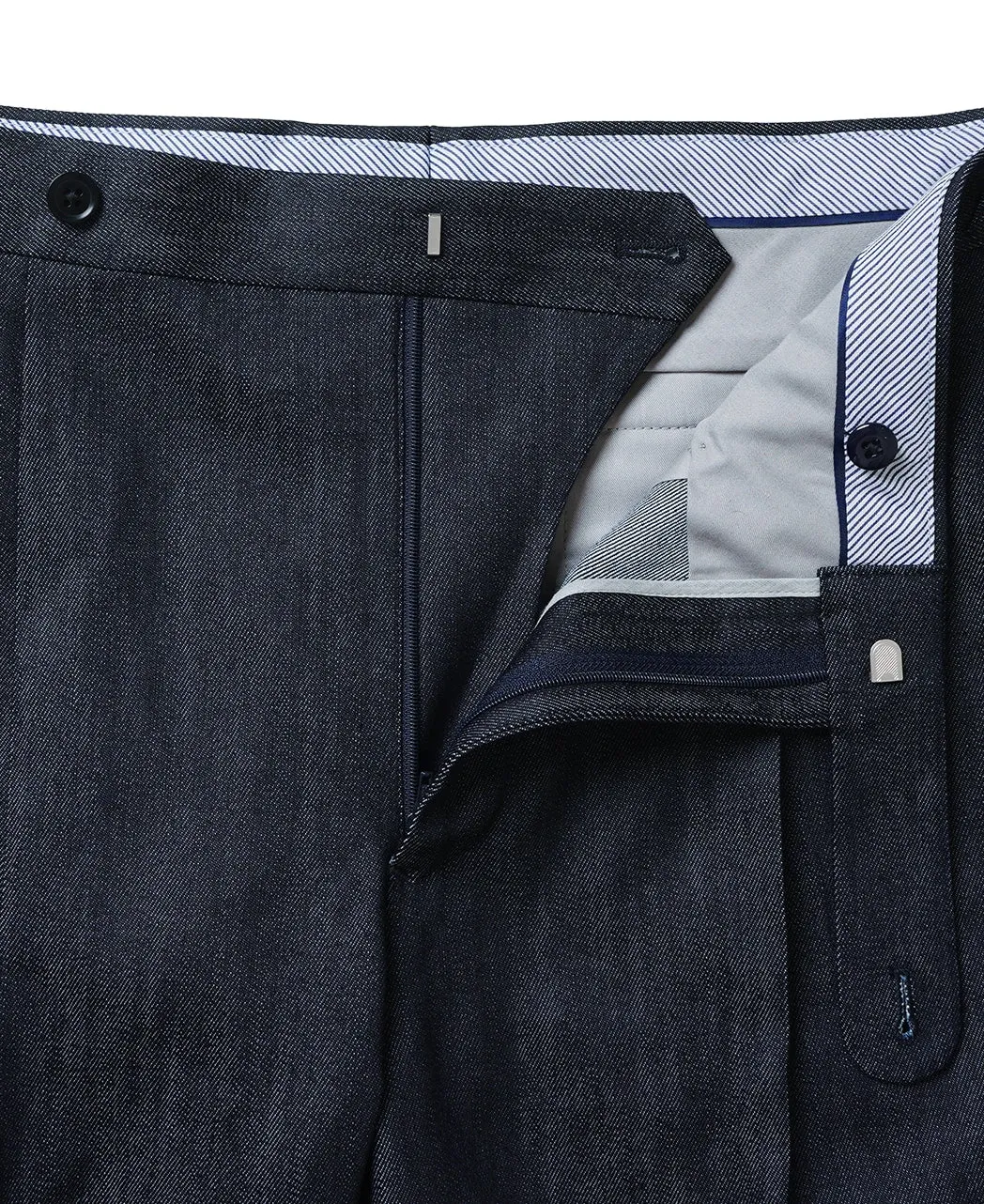 Denim Slacks Side Adjusters Single Pleat