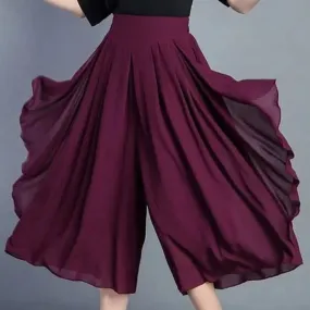 Elegant Fashion Elastic High Waist Folds Ruffles Pants Women's 2023 New Office Lady Commute Solid Color Irregular Casual Capris