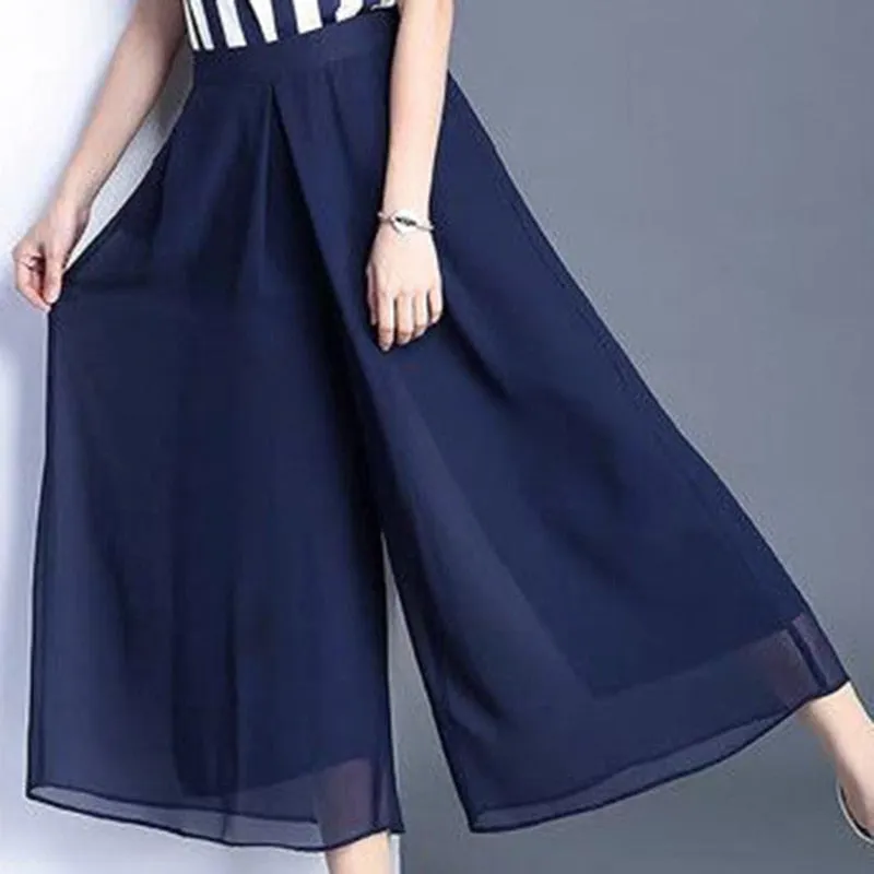 Elegant Fashion Elastic High Waist Folds Ruffles Pants Women's 2023 New Office Lady Commute Solid Color Irregular Casual Capris