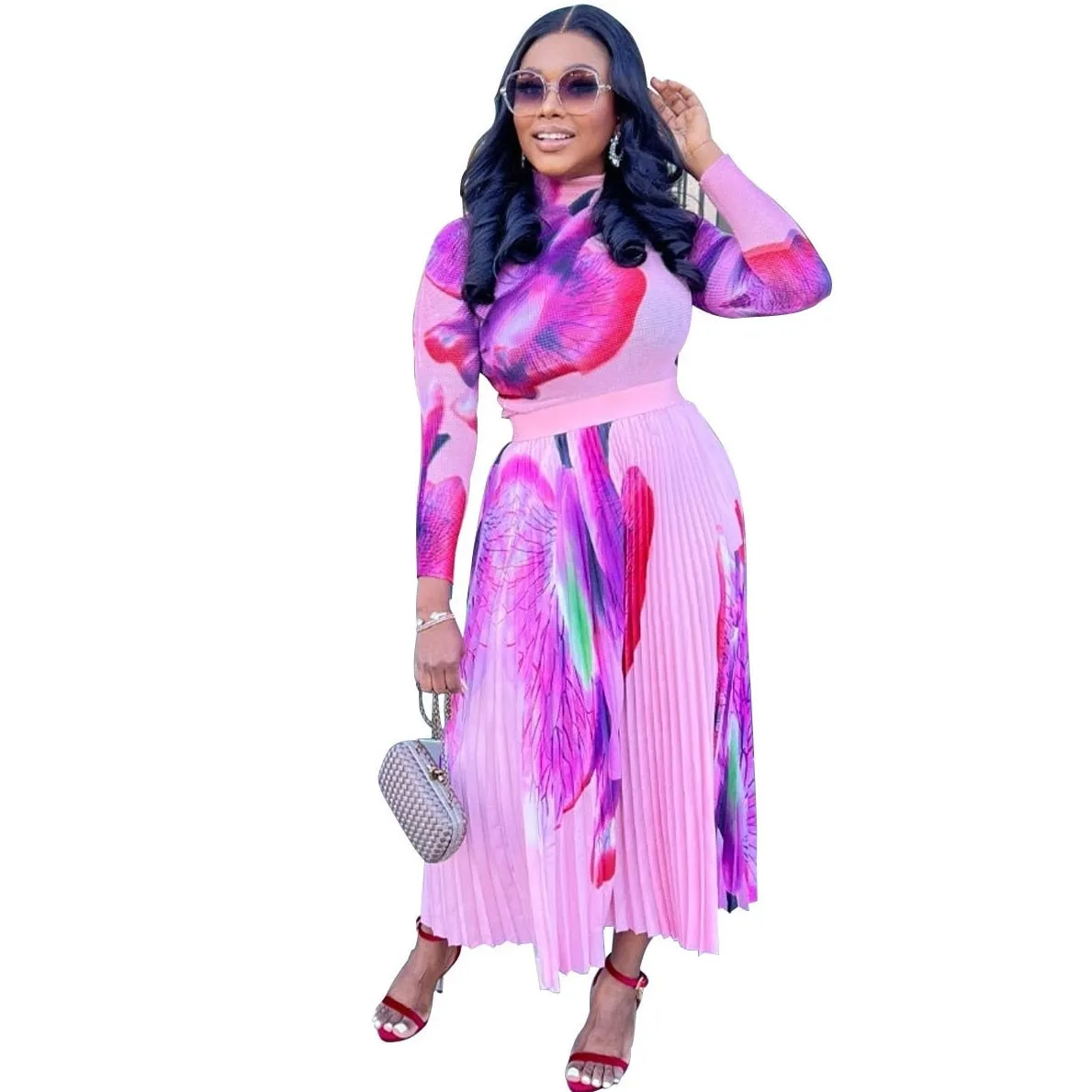 Elegant Pleated Maxi Dress Ladies