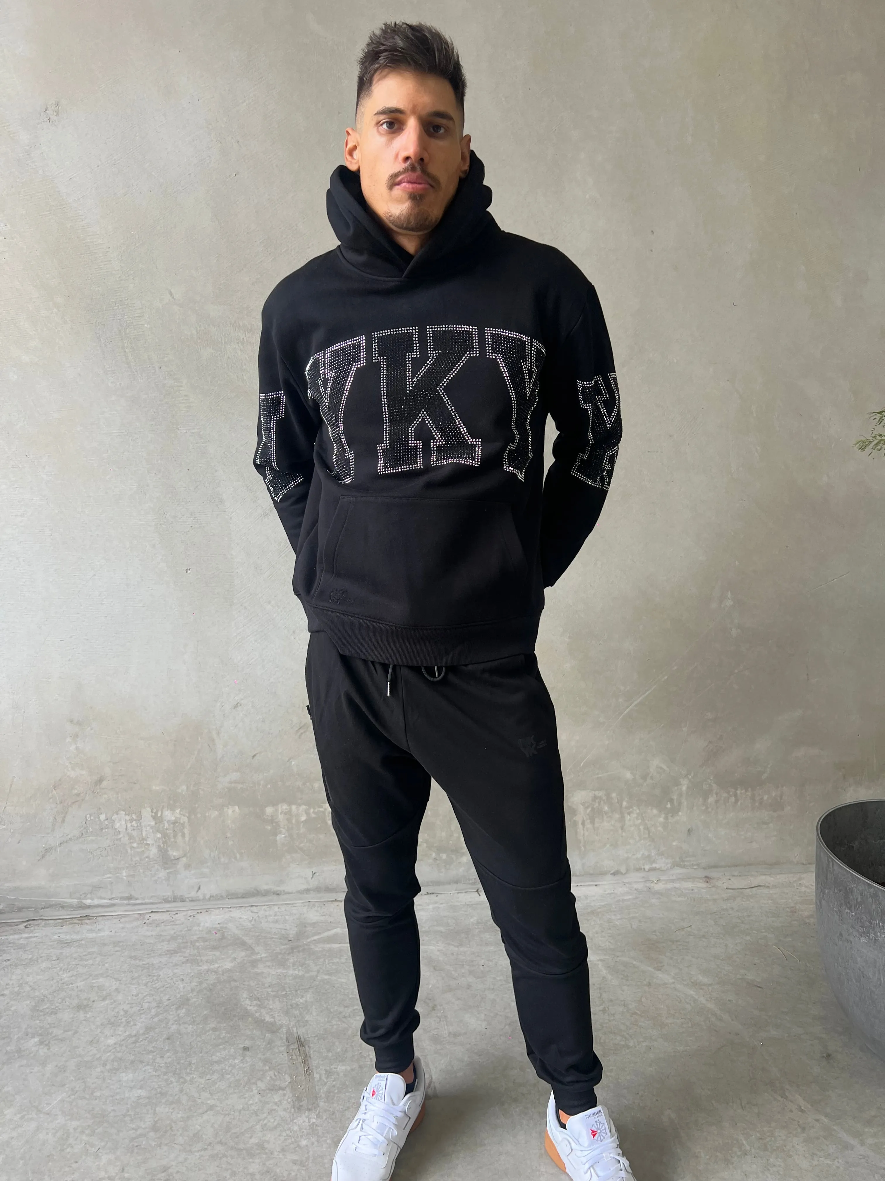 Embelished Exclusive Rhinestone Hoodie - Black/Silver