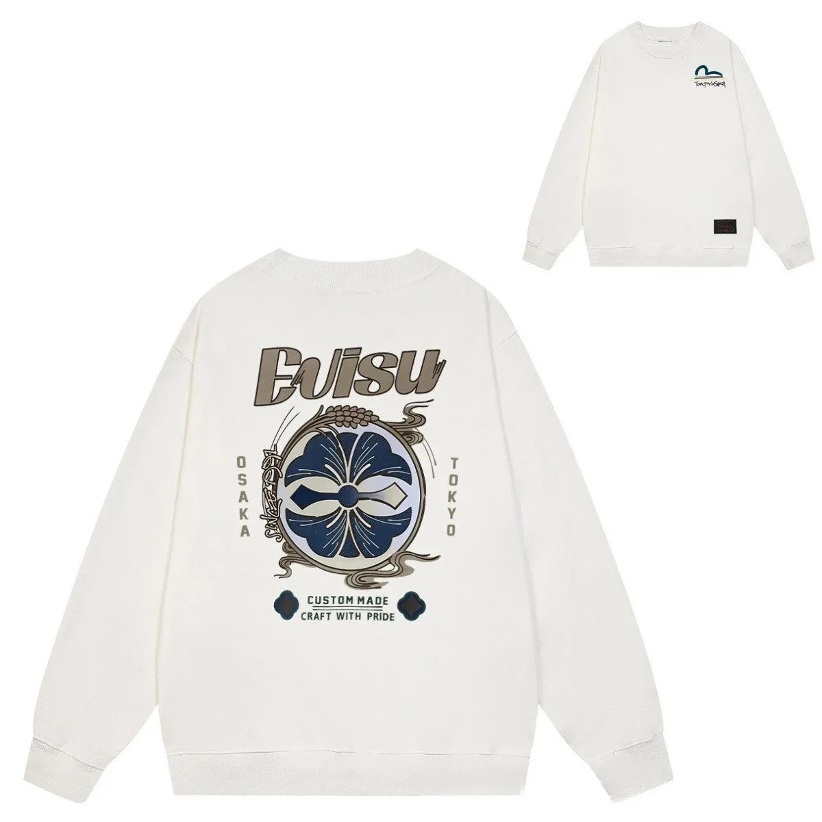 Evisu Sweatshirts M letter Print Unisex Sweatshirts