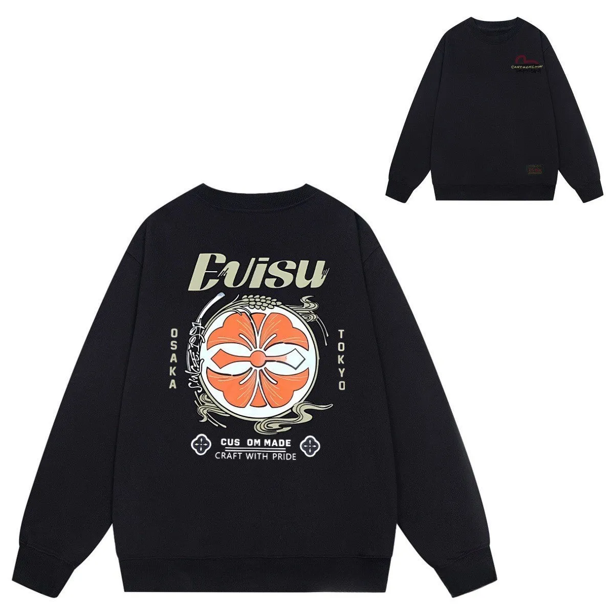 Evisu Sweatshirts M letter Print Unisex Sweatshirts