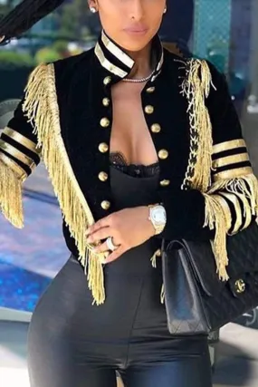 Fashion Casual Golden Tassel Coats
