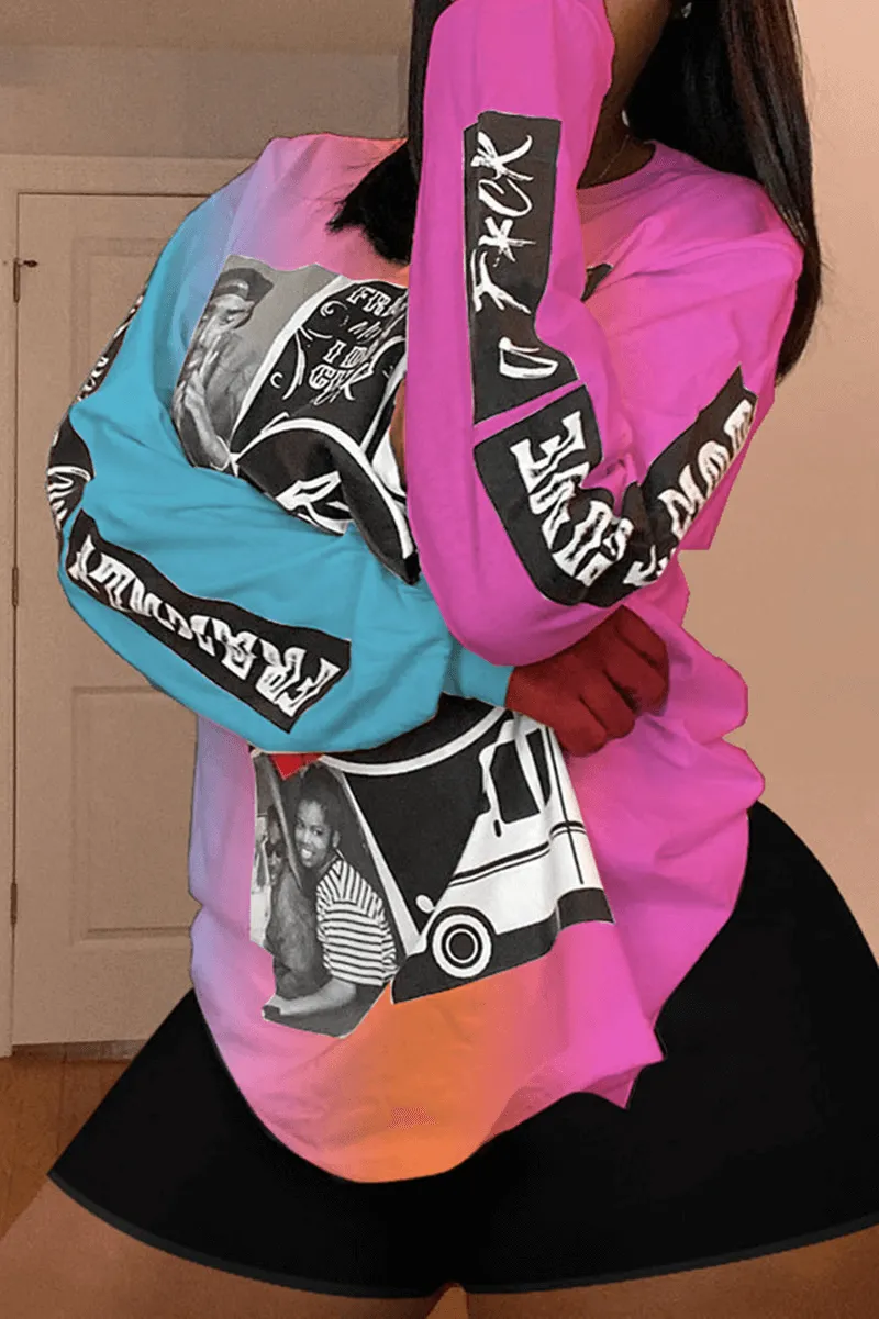 Fashion Casual Regular Print Loose Tops