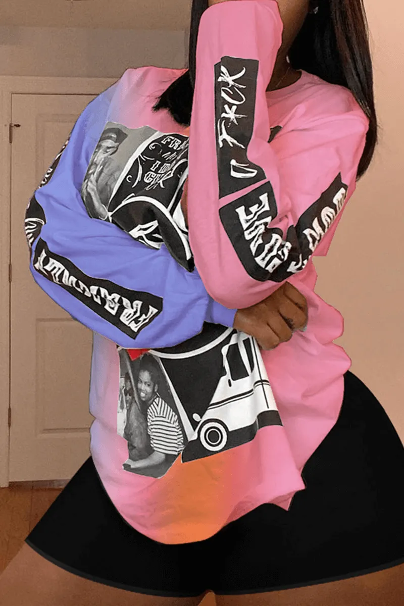 Fashion Casual Regular Print Loose Tops