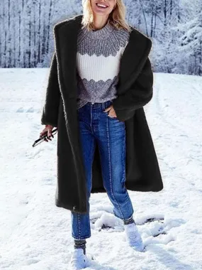 Fashion Lapel Pocket Long Sleeve Polar Fleece Coats