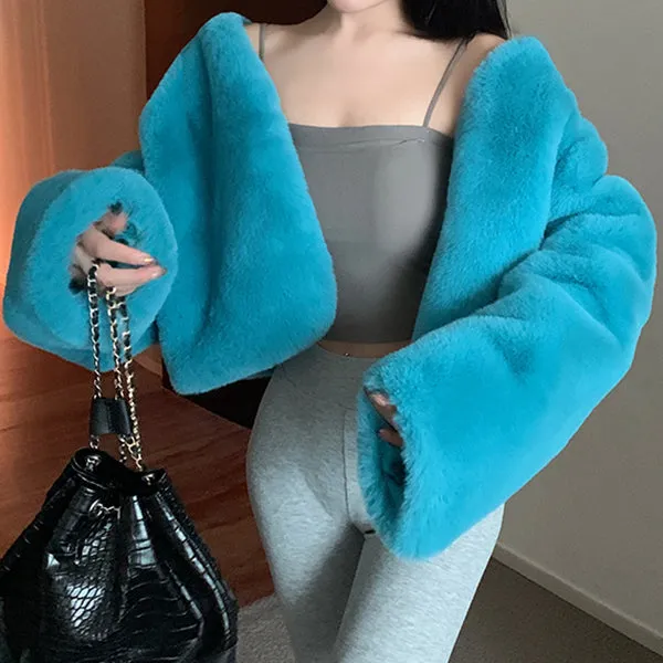 Faux Fur Eco-Friendly Plush Top Cropped Coat