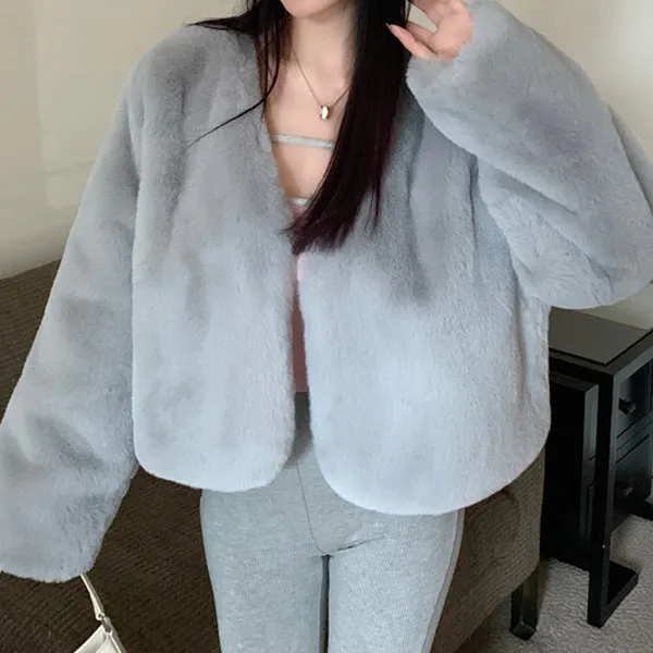 Faux Fur Eco-Friendly Plush Top Cropped Coat