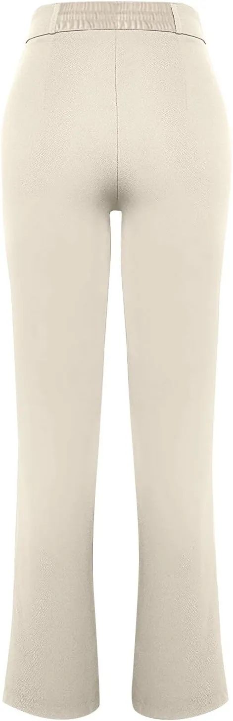 Flare Dress Pants for Women High Waisted Pull On Bell Bottom Chino Pants Slim Fit Business Casual Work Pants Trousers