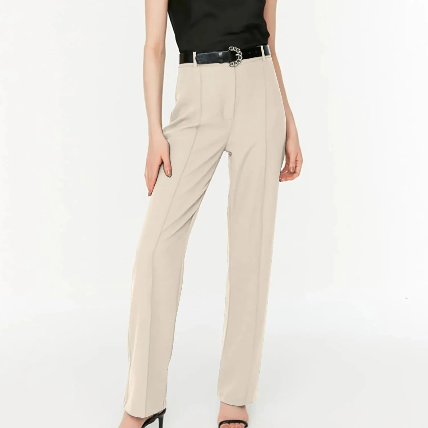 Flare Dress Pants for Women High Waisted Pull On Bell Bottom Chino Pants Slim Fit Business Casual Work Pants Trousers