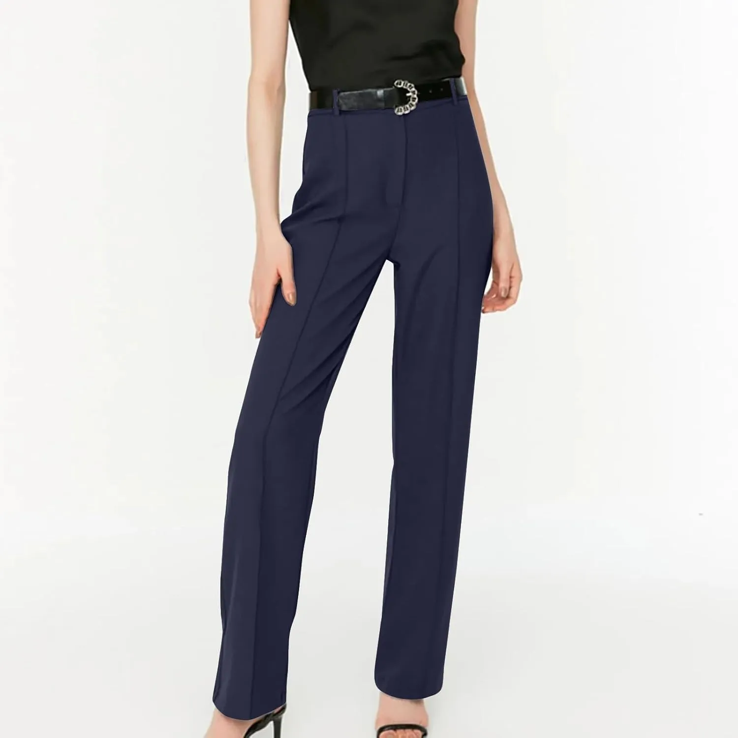 Flare Dress Pants for Women High Waisted Pull On Bell Bottom Chino Pants Slim Fit Business Casual Work Pants Trousers