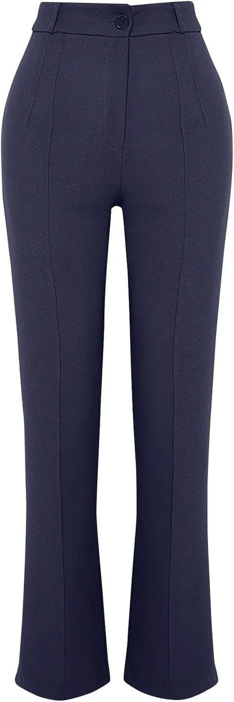 Flare Dress Pants for Women High Waisted Pull On Bell Bottom Chino Pants Slim Fit Business Casual Work Pants Trousers