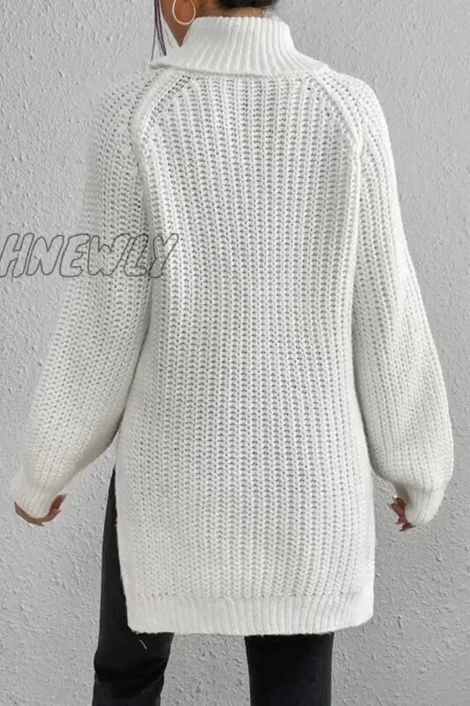 Hnewly - Casual Solid Basic Turtleneck Tops
