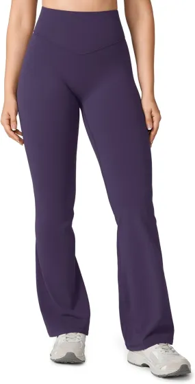 Hugcurve No Front Seam High Waisted Flare Leggings for Women Bootcut Yoga Pants Buttery Soft Lounge Workout - 31''