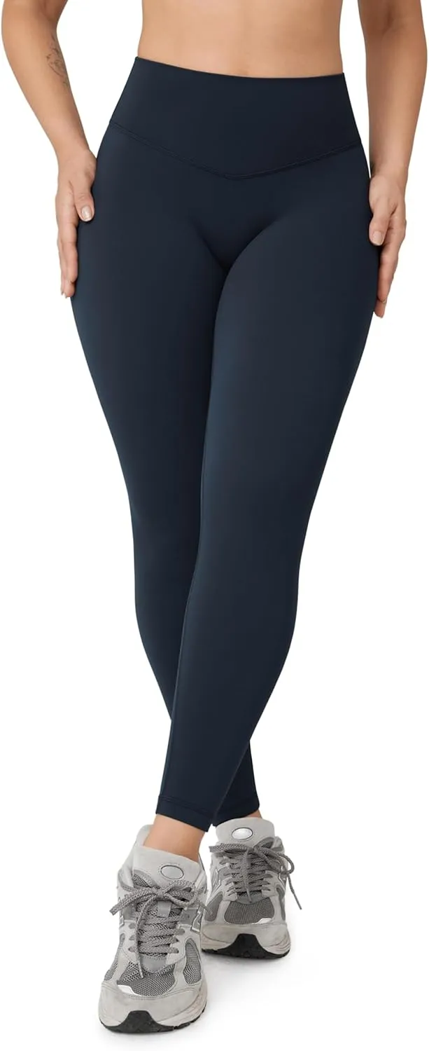 Hugcurve No Front Seam High Waisted Workout Leggings for Women Buttery Soft Yoga Pants Gym Athletic Tights - 25''