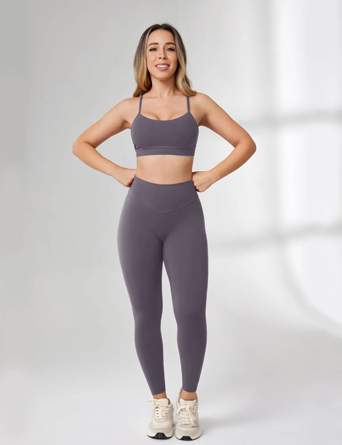 Hugcurve No Front Seam High Waisted Workout Leggings for Women Buttery Soft Yoga Pants Gym Athletic Tights - 25''