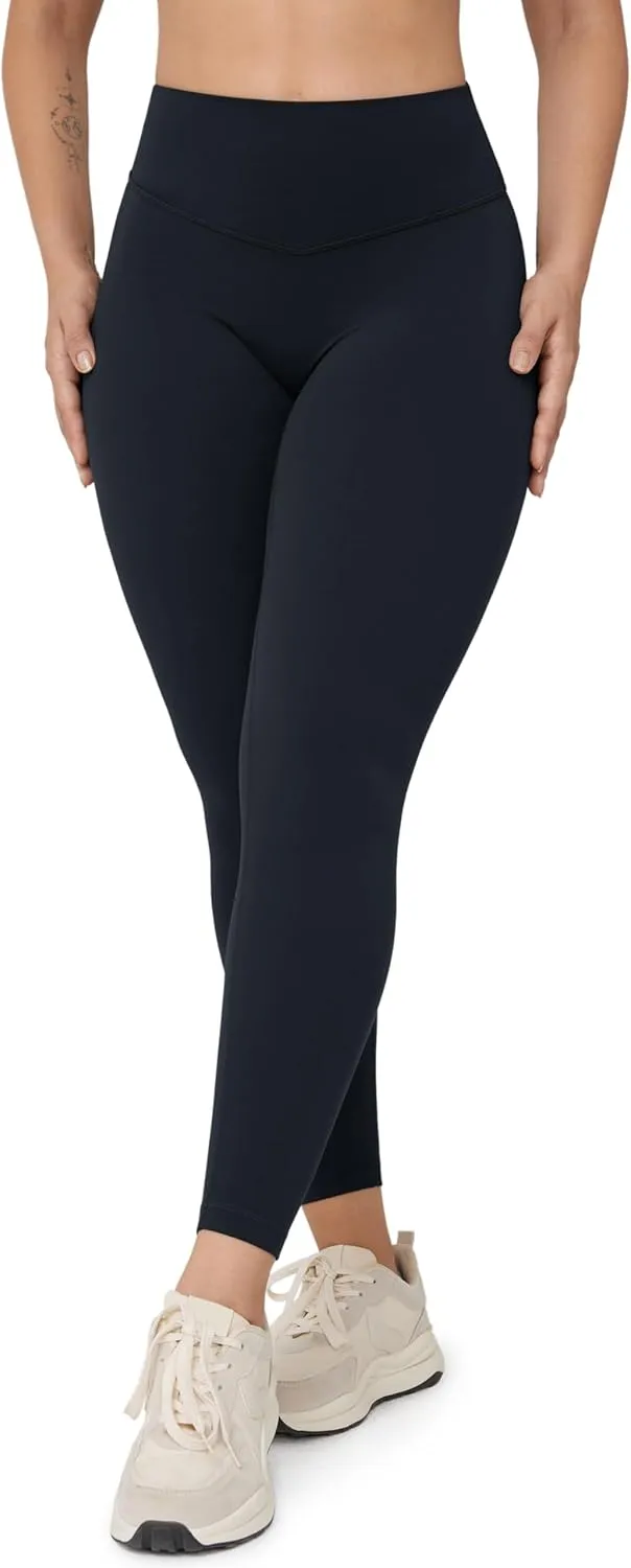Hugcurve No Front Seam High Waisted Workout Leggings for Women Buttery Soft Yoga Pants Gym Athletic Tights - 25''