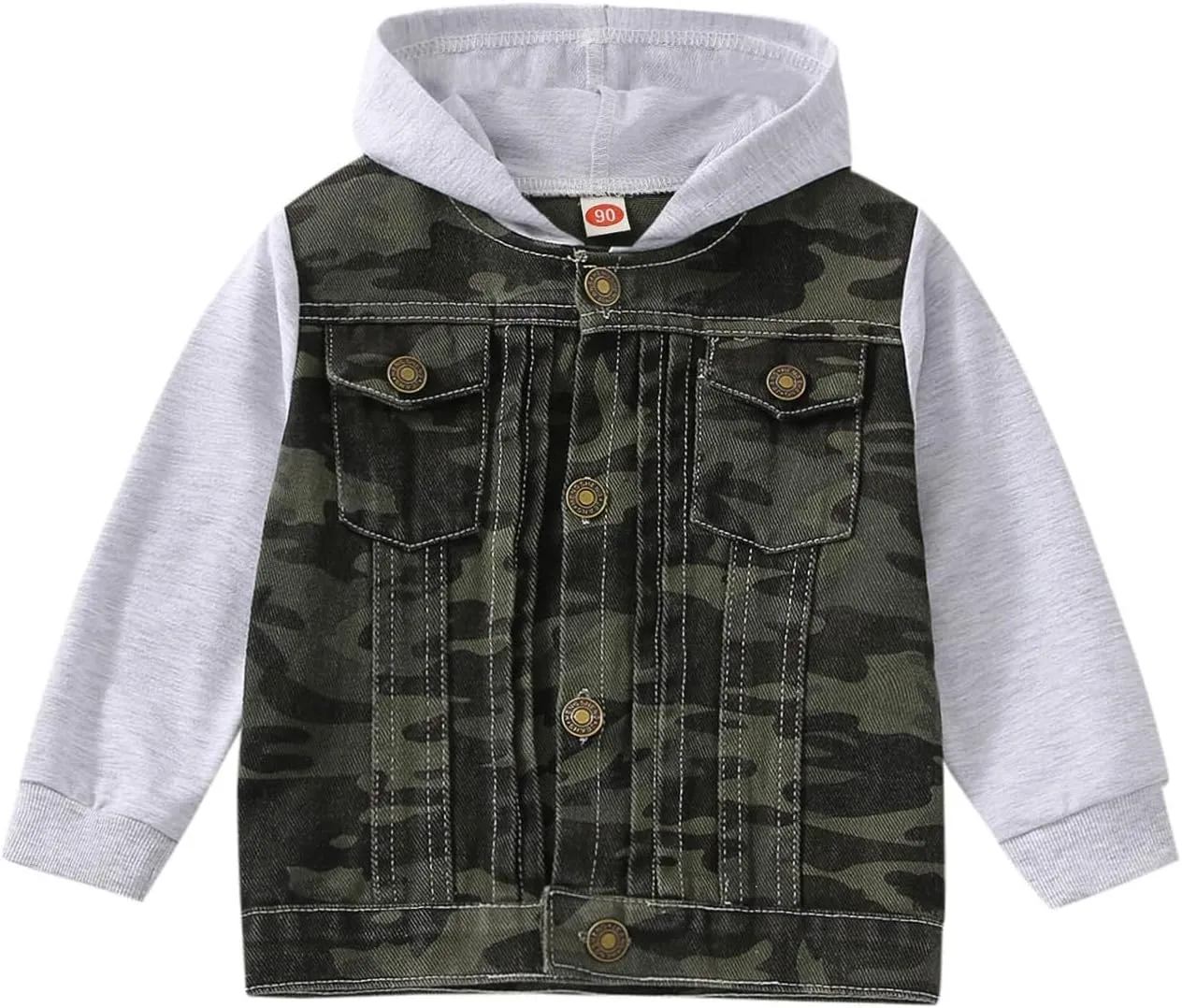 KAGAYD Oversized Denim Jacket for Girls Boys Distressed Hooded Jean Coat Jeans Trucker Jacket for Kids