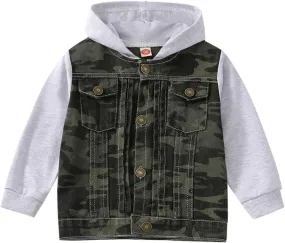 KAGAYD Oversized Denim Jacket for Girls Boys Distressed Hooded Jean Coat Jeans Trucker Jacket for Kids