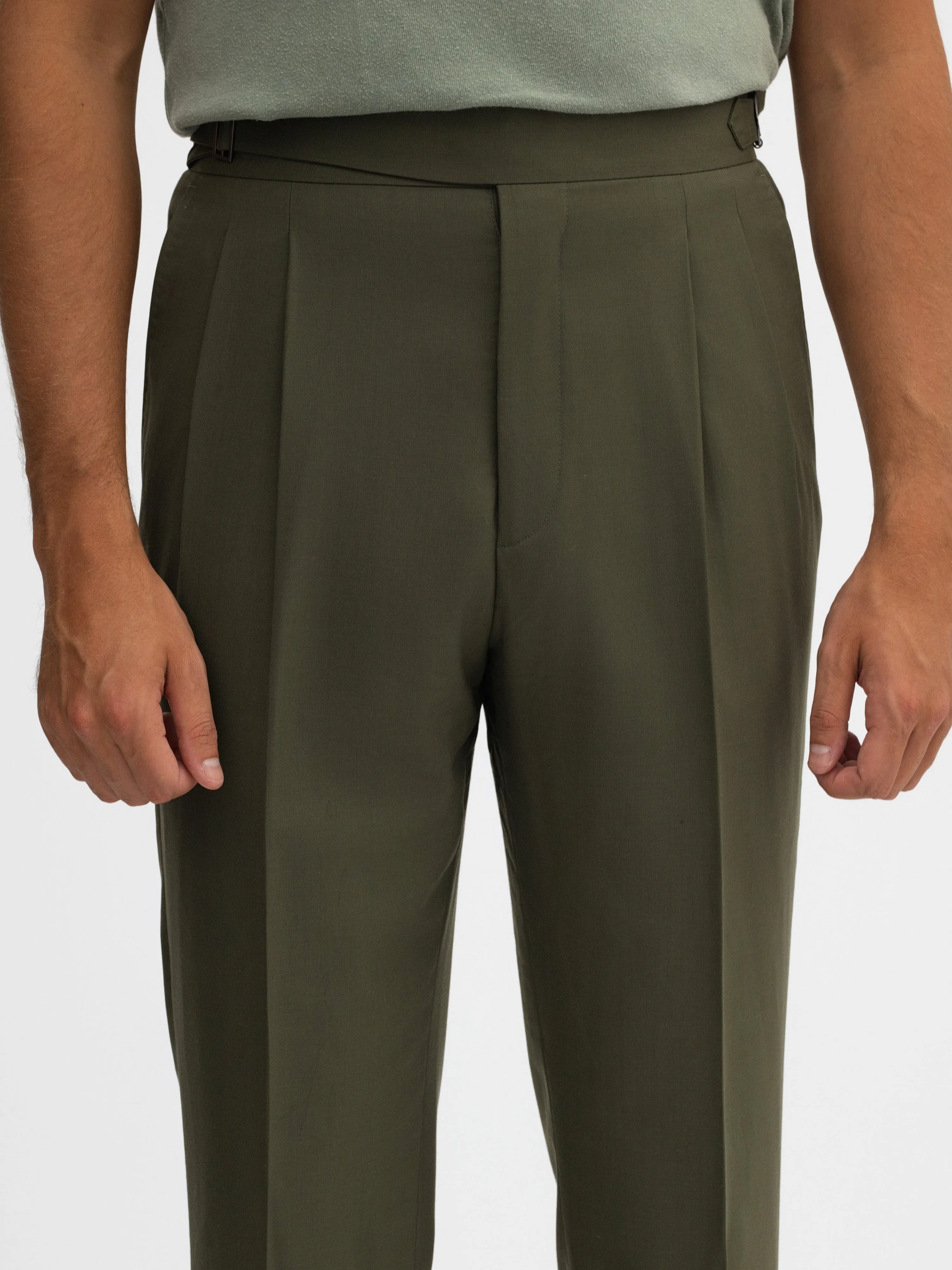 Khaki Green S130 Wool Suit