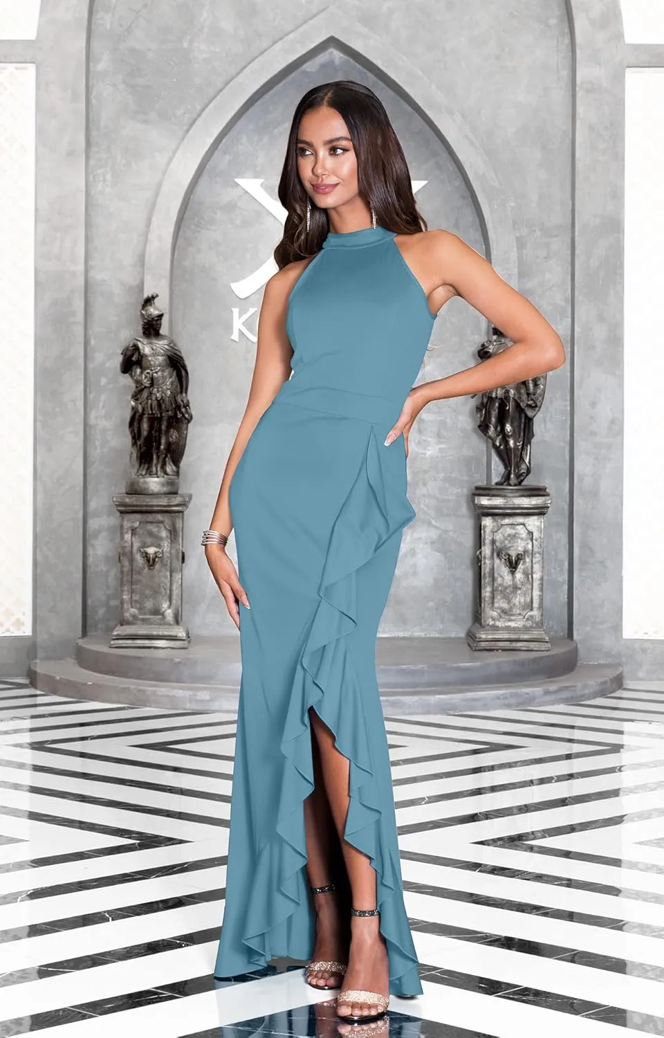 KOH KOH Womens Long Sleeveless Bridesmaid Evening Sexy Slit Tall Maxi Dress Gown