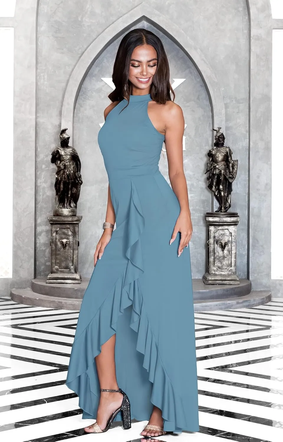 KOH KOH Womens Long Sleeveless Bridesmaid Evening Sexy Slit Tall Maxi Dress Gown