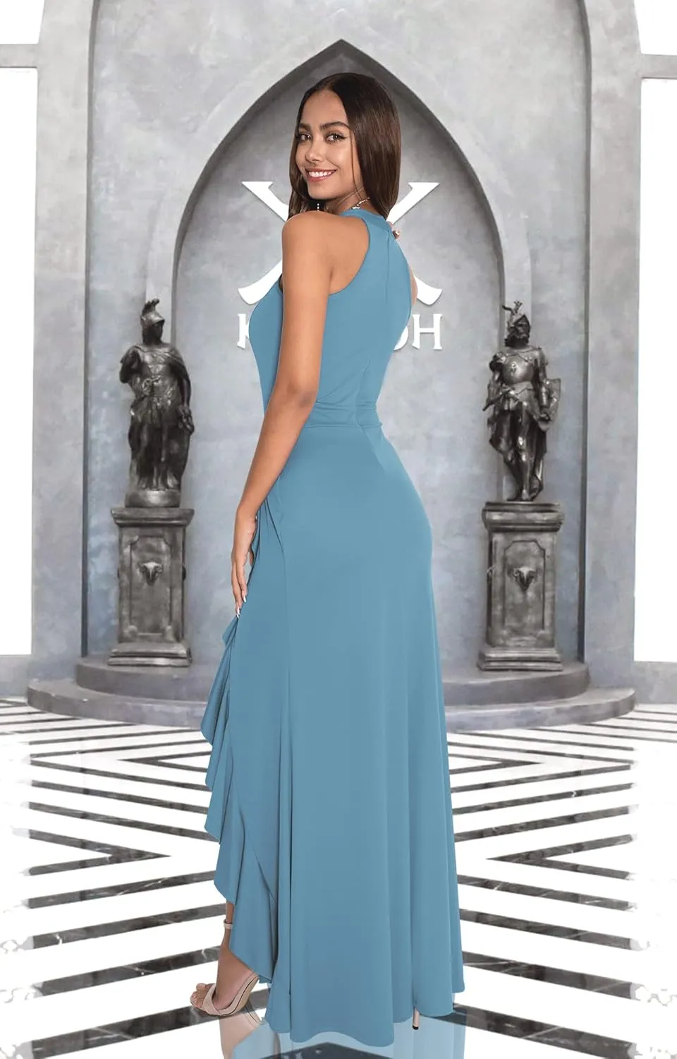 KOH KOH Womens Long Sleeveless Bridesmaid Evening Sexy Slit Tall Maxi Dress Gown
