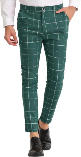 Lars Amadeus Men's Dress Plaid Pants Slim Fit Stretch Flat Front Dress Pants Plaid Slacks Trousers