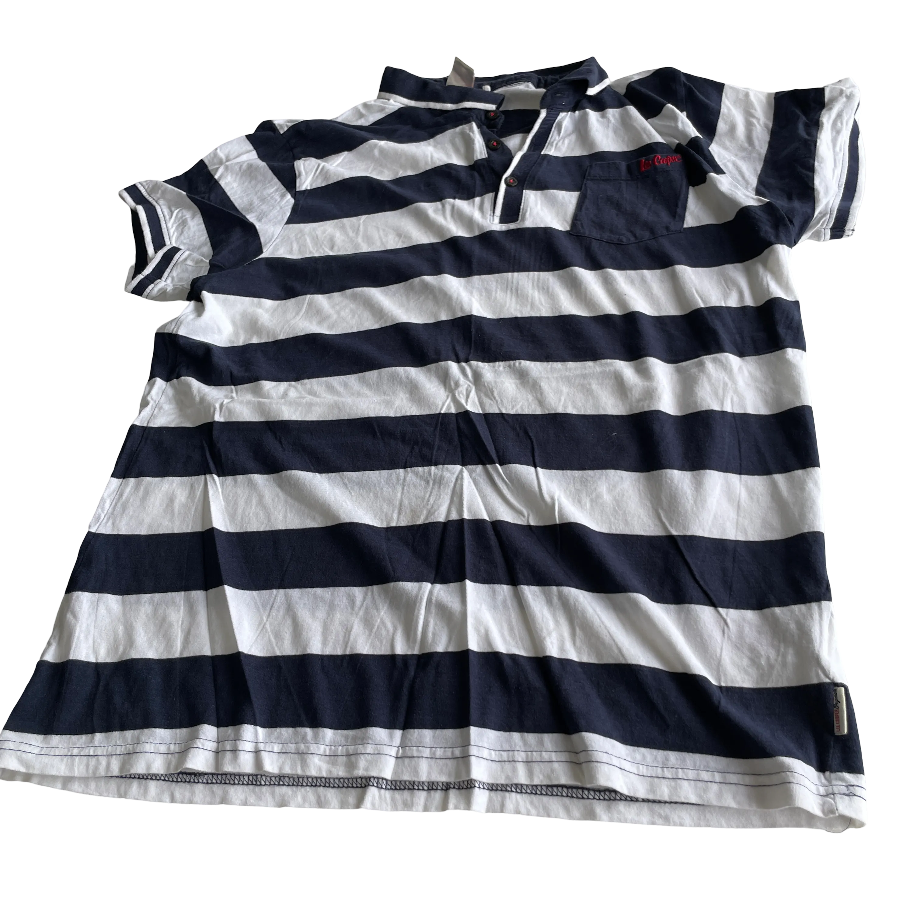 Lee Cooper White Casual Shirts Tops white and navy &nbsp;for Men IN L L29 W  20SKU 5228