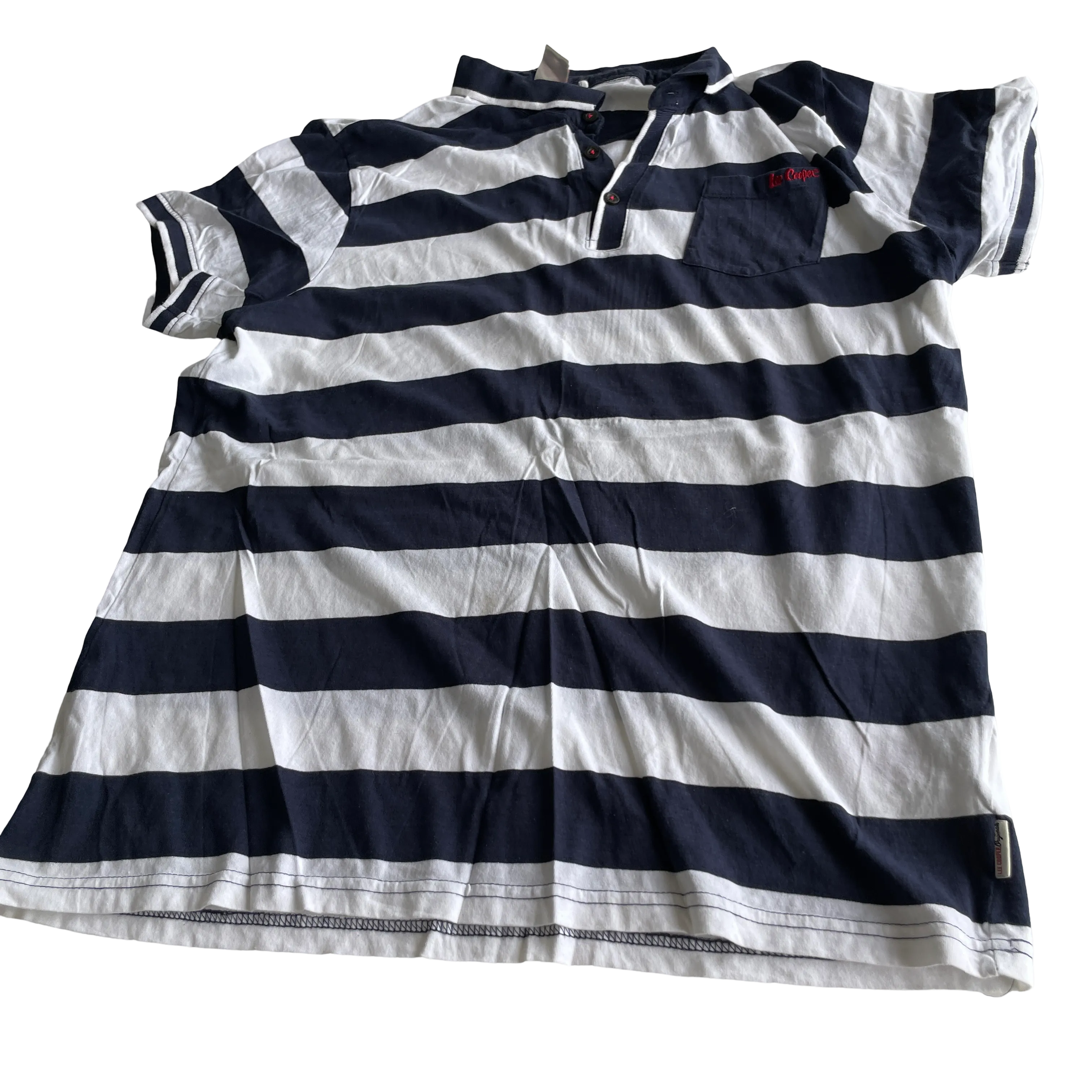 Lee Cooper White Casual Shirts Tops white and navy &nbsp;for Men IN L L29 W  20SKU 5228