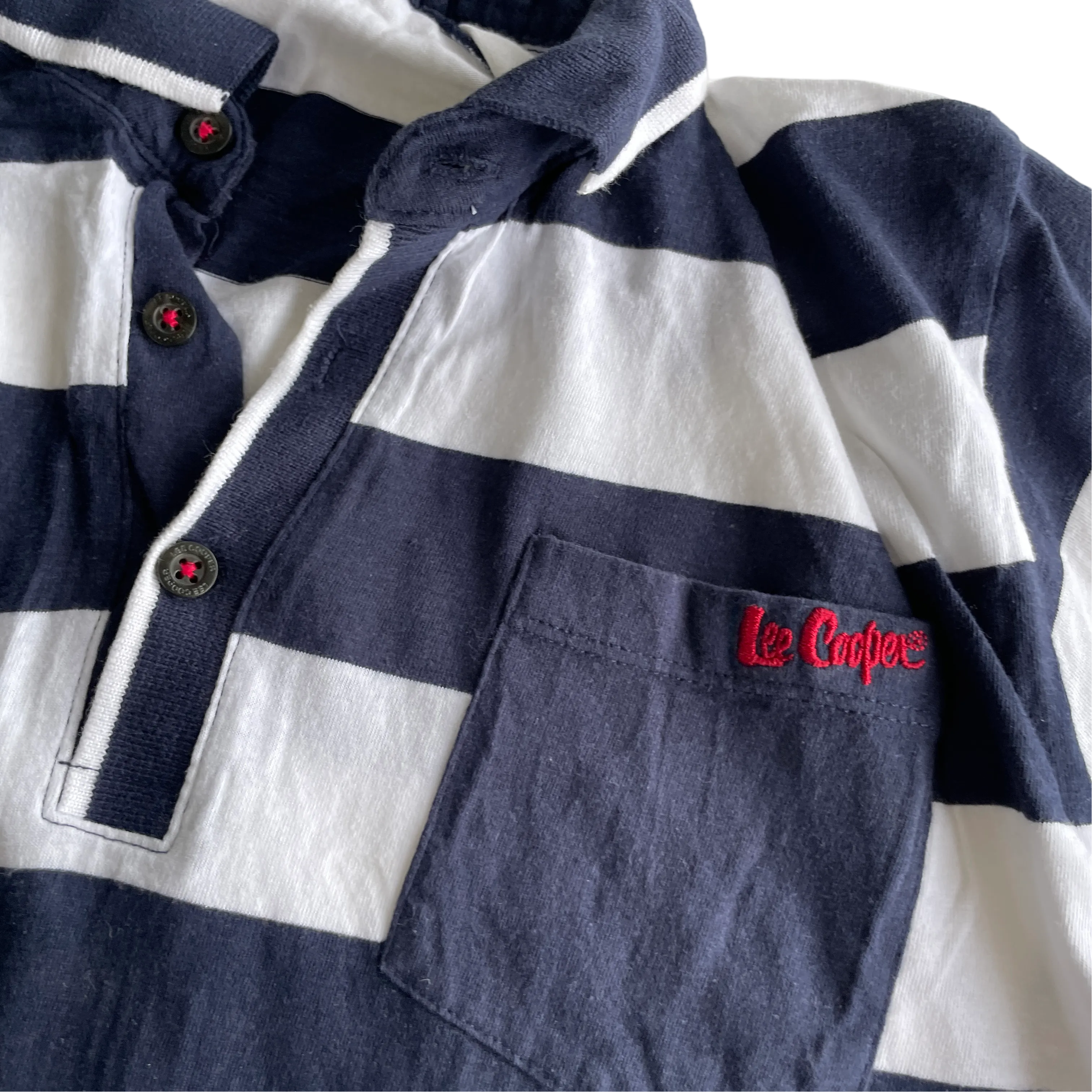 Lee Cooper White Casual Shirts Tops white and navy &nbsp;for Men IN L L29 W  20SKU 5228