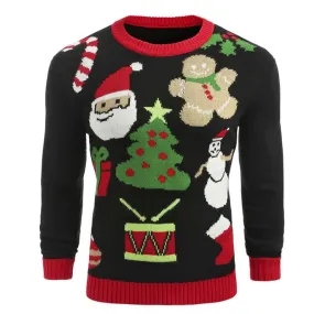 LetsKeep Ugly Christmas Sweater Men Knitted Patterns Deer Pullover Sweaters Winter Warm Round Neck Sweater Jumper US Size, MA550
