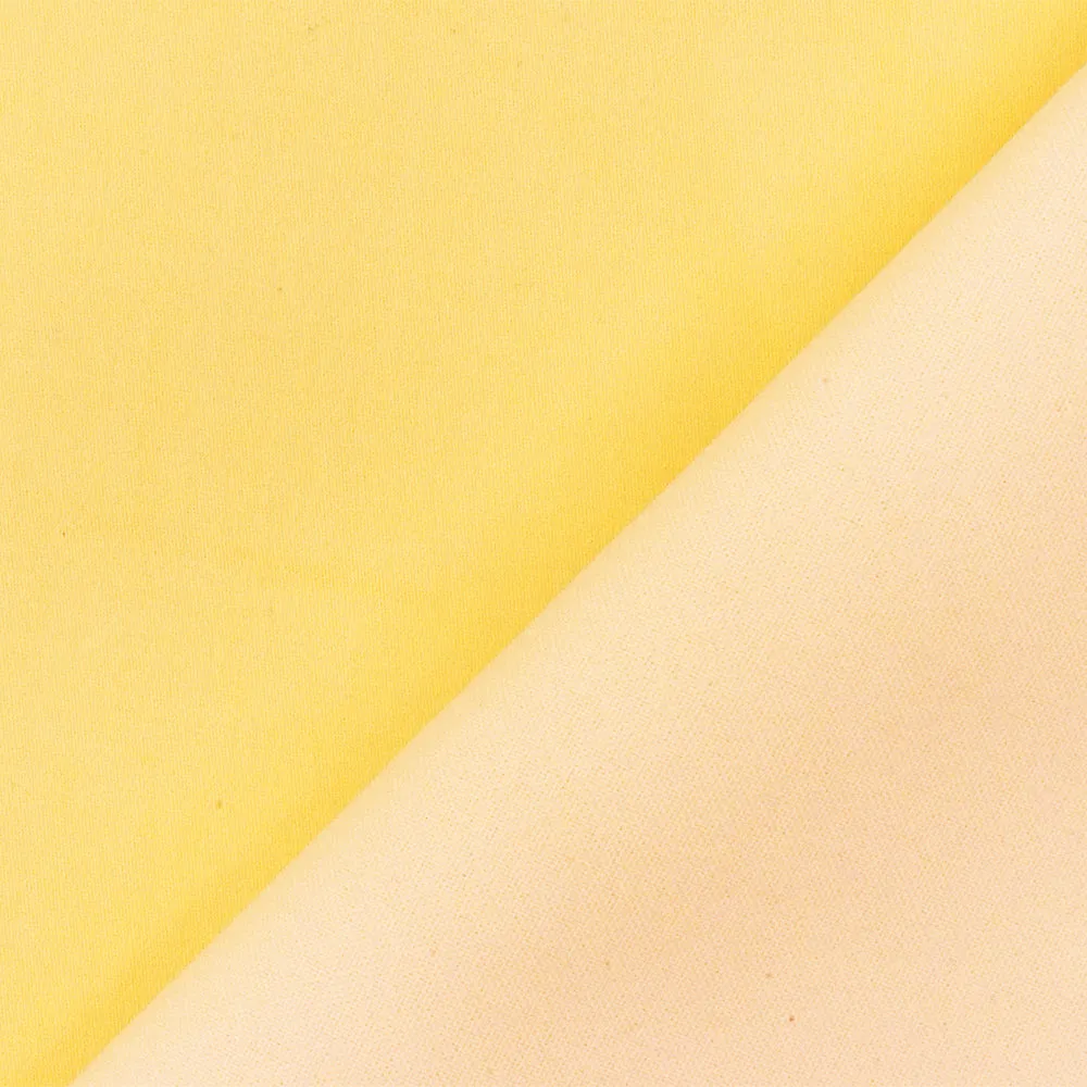 Light Yellow Cotton Poly Solid Stretch Spandex Sateen Woven Fabric