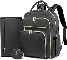 LOVEVOOK Baby Diaper Bag,Waterproof Diaper Backpack with USB Charging Port for Bab, Large Capacity Fit for 15.6 inch Laptop,Dark Grey