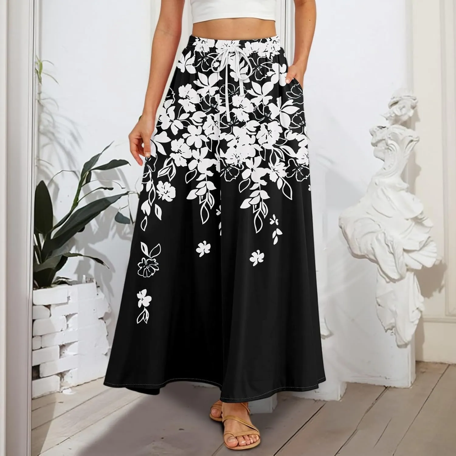Maxi Women's Skirts, Casual Vacation Boho Trendy Flowy Beach Womens Skirts