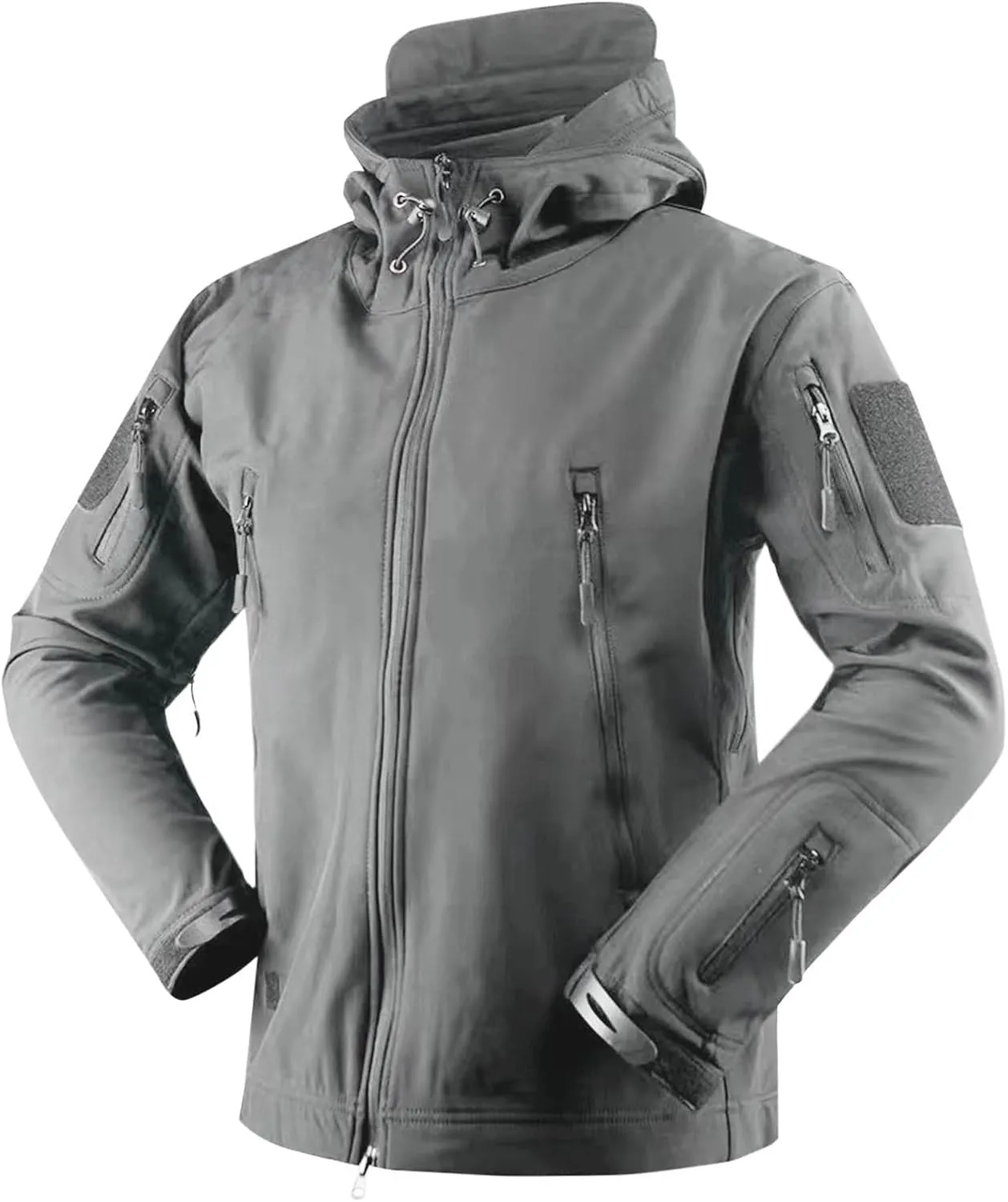 Men Hooded Trench Coats Dressy Zip Up Windbreaker Rain Jackets Waterproof Outdoor Hiking Travel Raincoat with Pockets