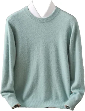 Men's 100% Cashmere Sweater Crew Neck Knit Oversized Loose Tops Winter Long Sleeve Warm Jumpers