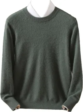 Men's 100% Cashmere Sweater Crew Neck Knit Oversized Loose Tops Winter Long Sleeve Warm Jumpers