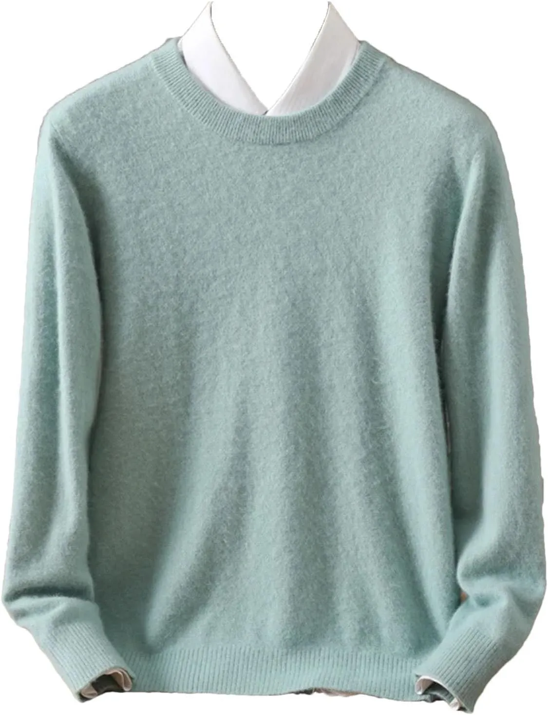 Men's 100% Cashmere Sweater Crew Neck Knit Oversized Loose Tops Winter Long Sleeve Warm Jumpers