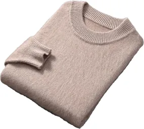 Men's 100% Cashmere Sweater Fashion Crew Neck Knit Tops Winter Long Sleeve Warm Jumpers