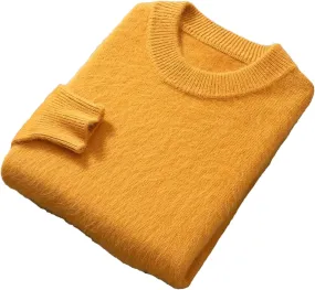 Men's 100% Cashmere Sweater Fashion Crew Neck Knit Tops Winter Long Sleeve Warm Jumpers