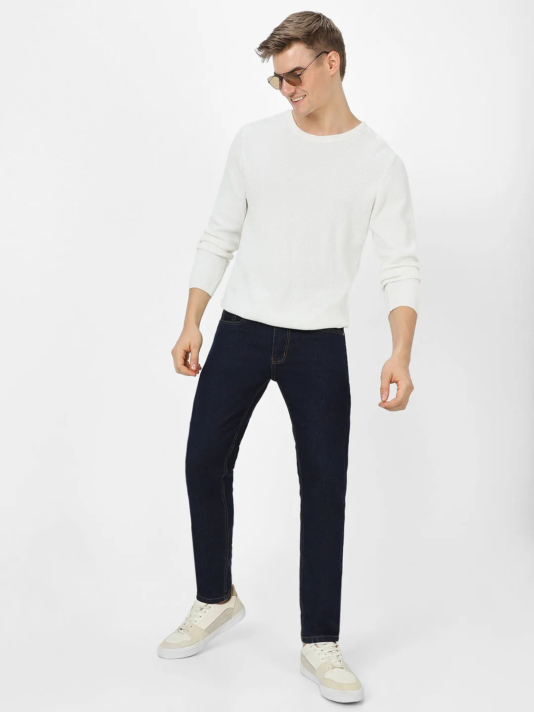 Men's Dark Blue Slim Fit Denim Jeans Stretchable