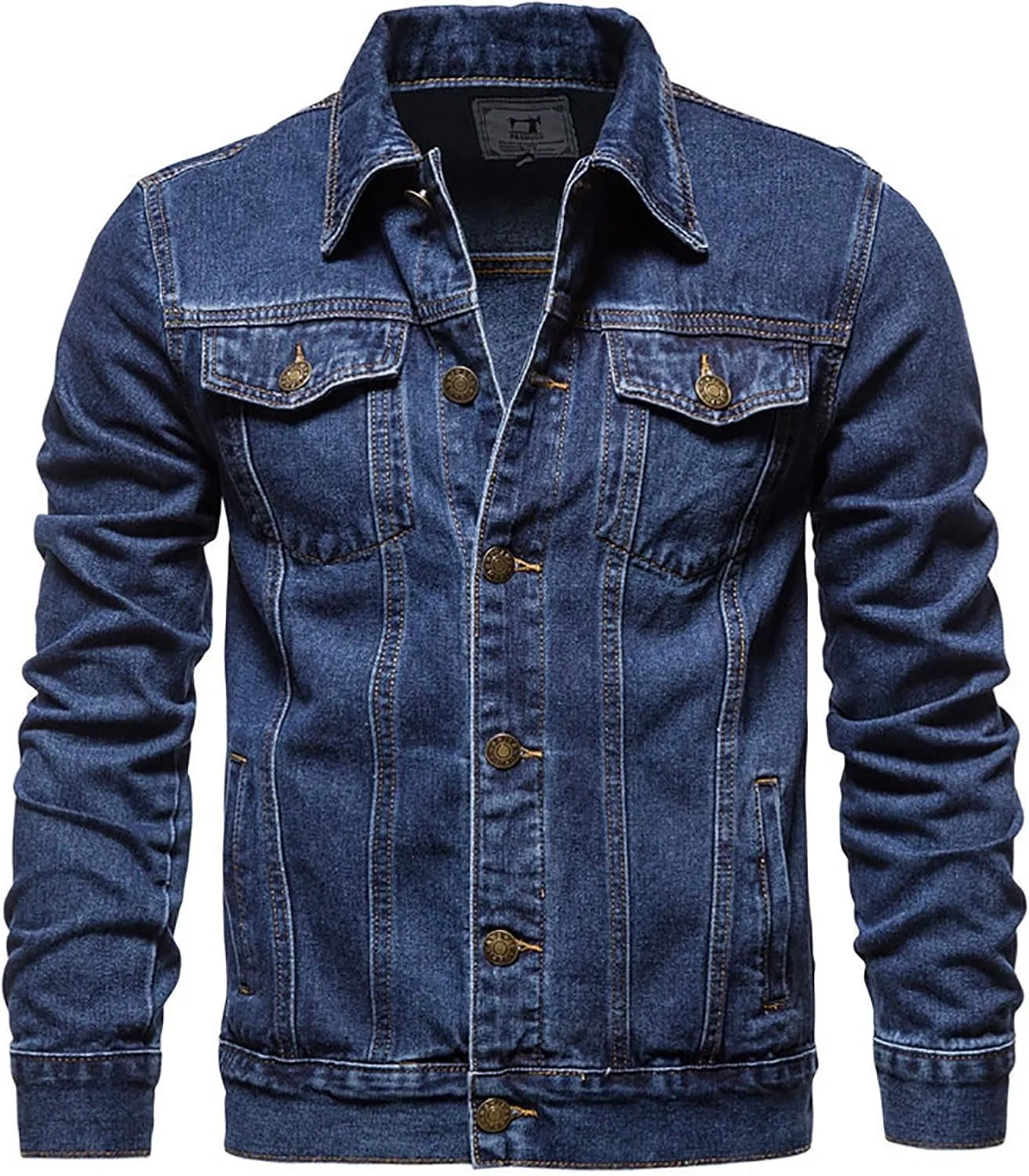 Mens Distressed Denim Jacket Zip Up Button Down Jean Coat Casual Long Sleeve Trucker Jackets Outwear Fashion Clothes