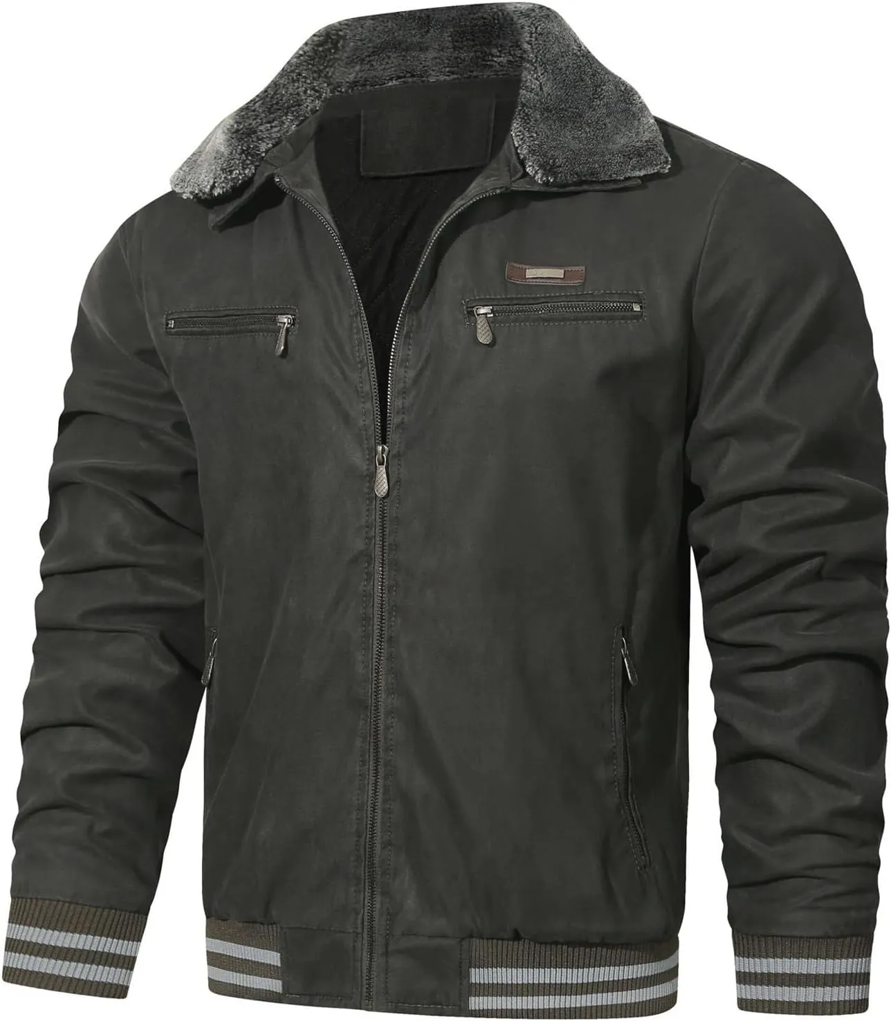 Mens Jackets Thicken Thermal Coats 2024 Winter Fleece Lined Lapel Cargo Jackets Plus Size Stylish Outerwear Fashion Overcoat
