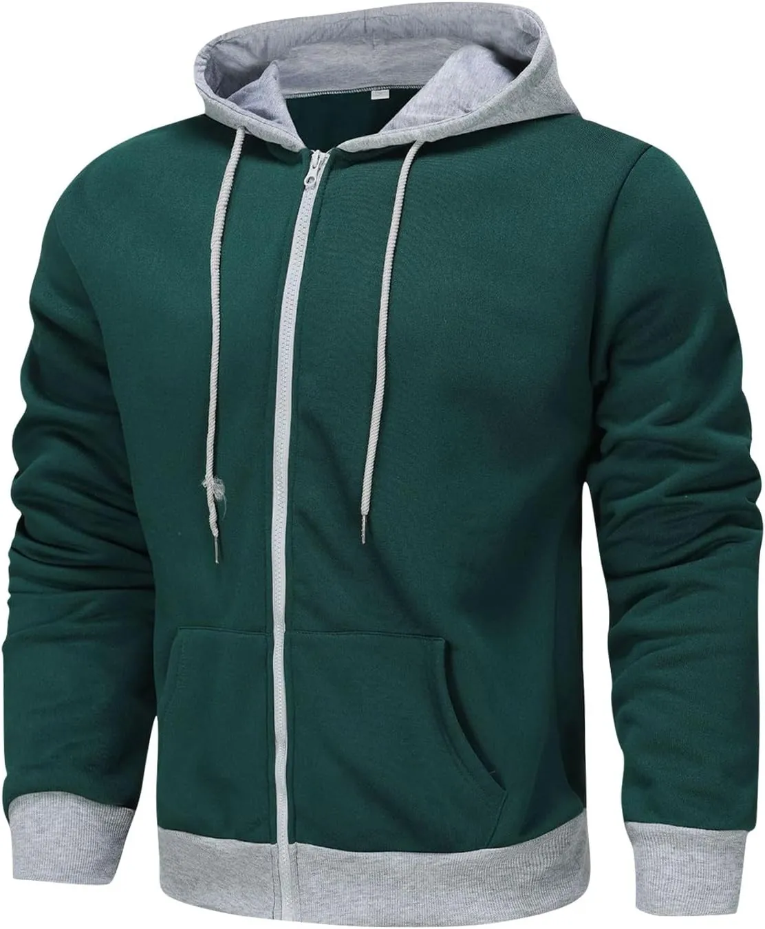 Mens Sweatshirts Hoodies Fashion Full Zip Hooded Stylish Zip Up Jacket Big And Tall Long Sleeve Coat With Pockets