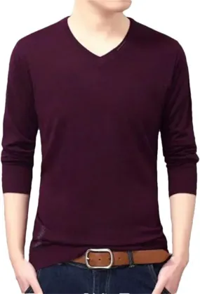 Men's V-Neck Long Sleeve Pullover Jumpers Mens V-Neck Wool Knit Casual Pullover Sweater