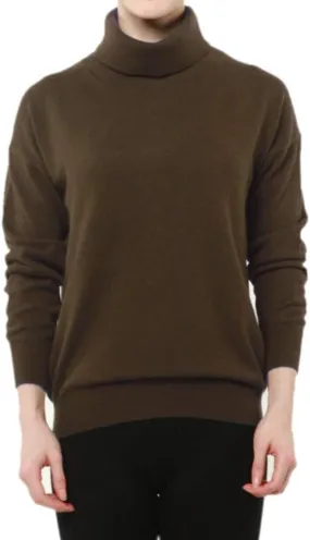 Merino Wool Sweater Womens Turtleneck Long-Sleeved Loose Oversize Jumpers Ladies Knitted Pullover