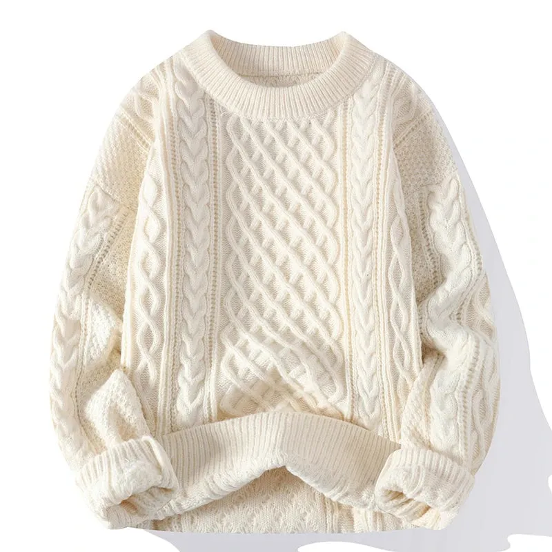 Multi Colour Vintage O Neck Solid Colour Men's Knitted Pullovers Loose Sweaters