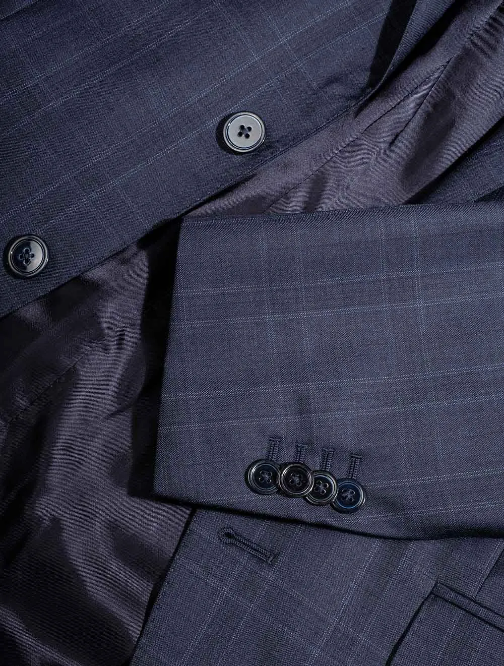 Navy Check Two-Piece S150 Suit Navy